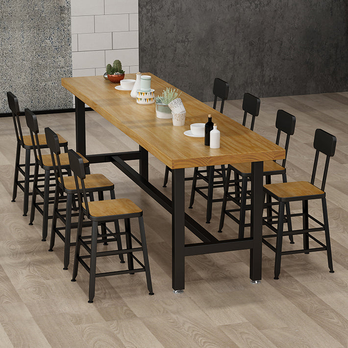 Cafe Modern Solid Wood Bistro Table Rectangle Footrest Trestle Pub Bar Table
