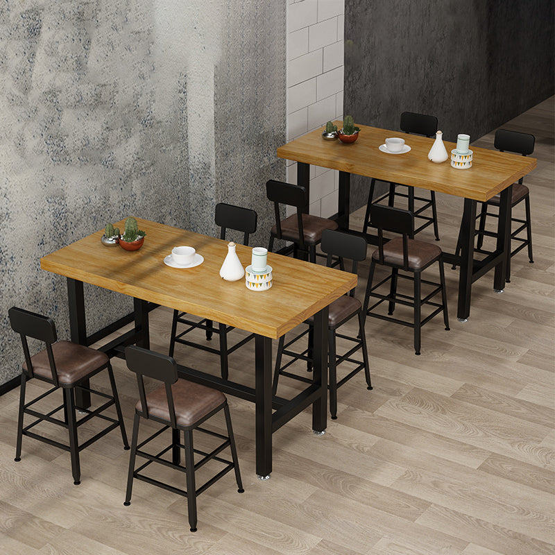 Cafe Modern Solid Wood Bistro Table Rectangle Footrest Trestle Pub Bar Table