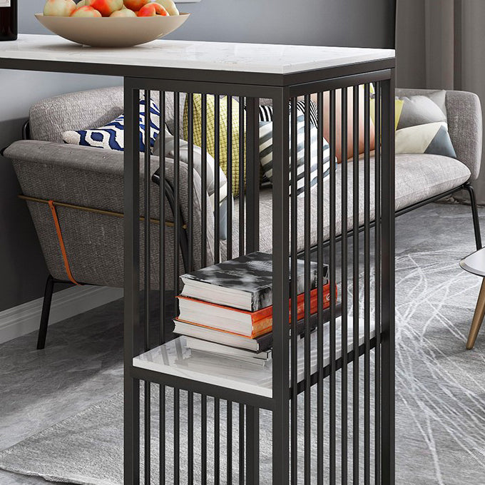 Modern Metal Rectangle Bistro Table Storage Double Pedestal Pub/Bar Table