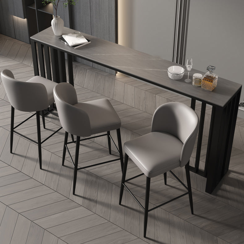 Double Pedestal Rectangle Hall/Pub Table Stone Modern Counter Height Table