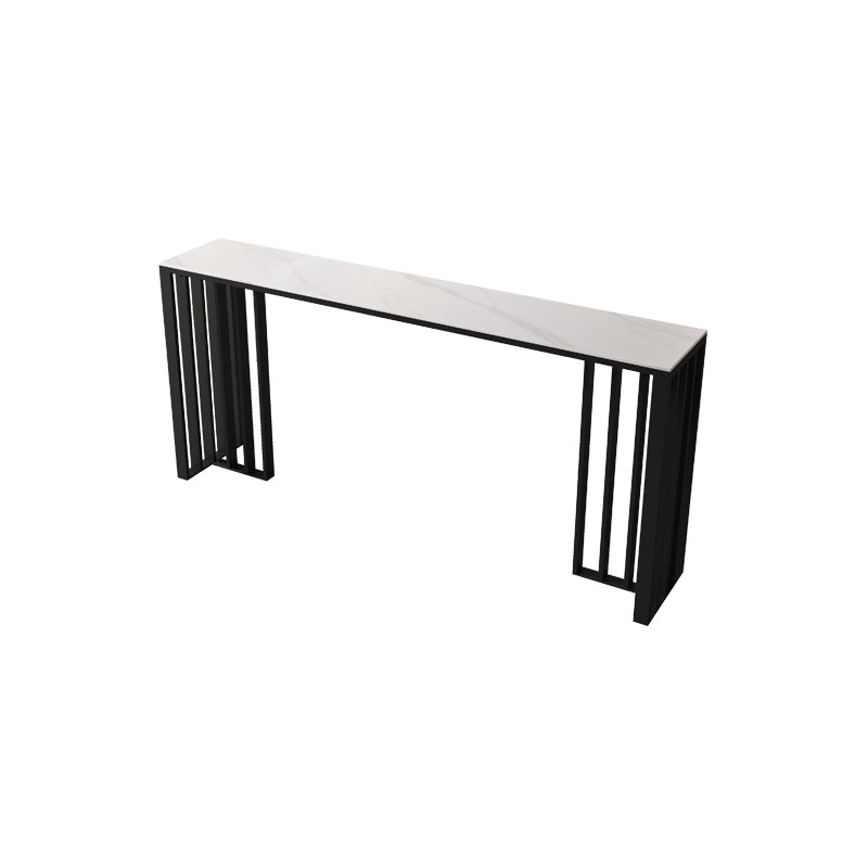 Double Pedestal Rectangle Hall/Pub Table Stone Modern Counter Height Table