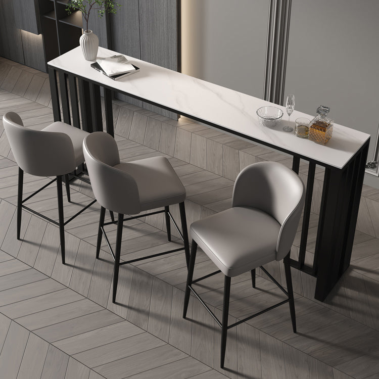 Double Pedestal Rectangle Hall/Pub Table Stone Modern Counter Height Table