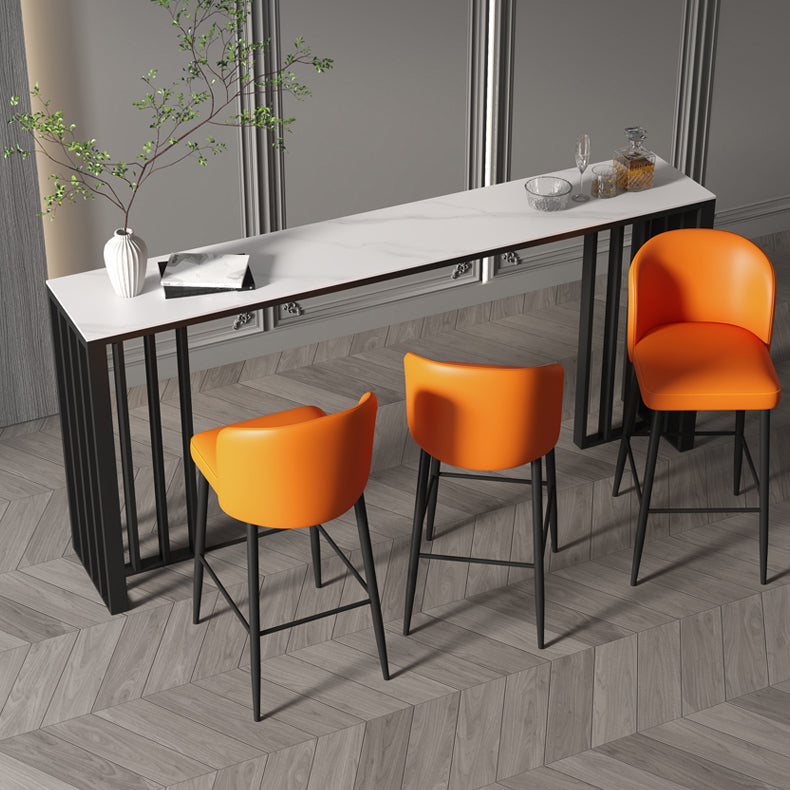 Double Pedestal Rectangle Hall/Pub Table Stone Modern Counter Height Table