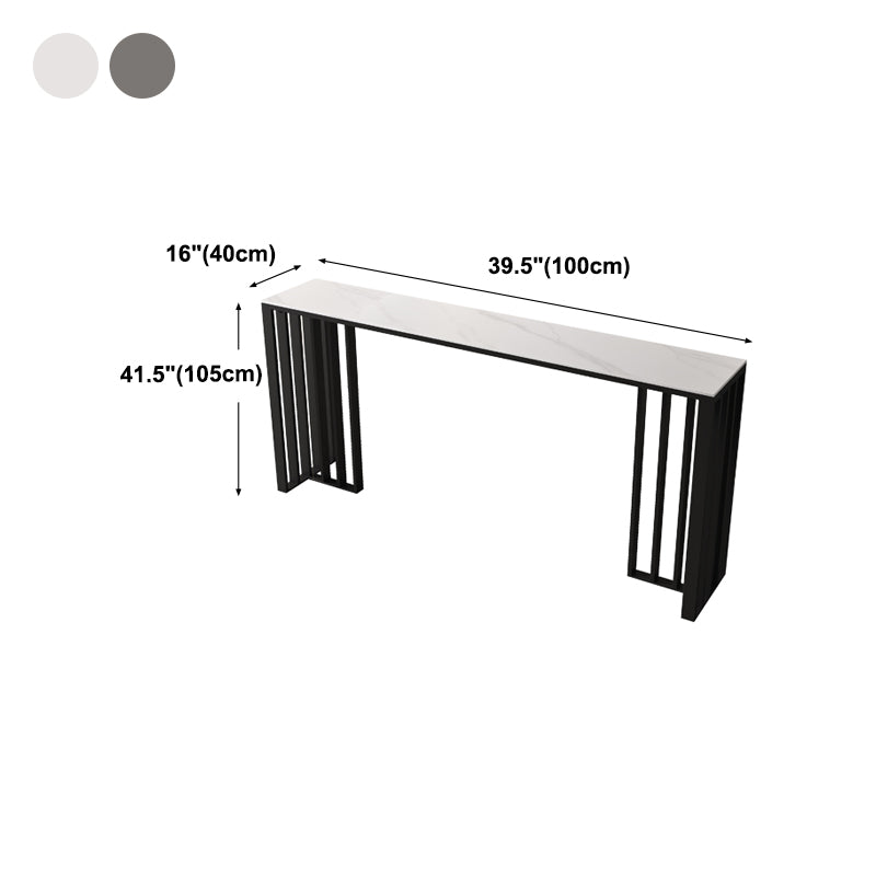 Double Pedestal Rectangle Hall/Pub Table Stone Modern Counter Height Table
