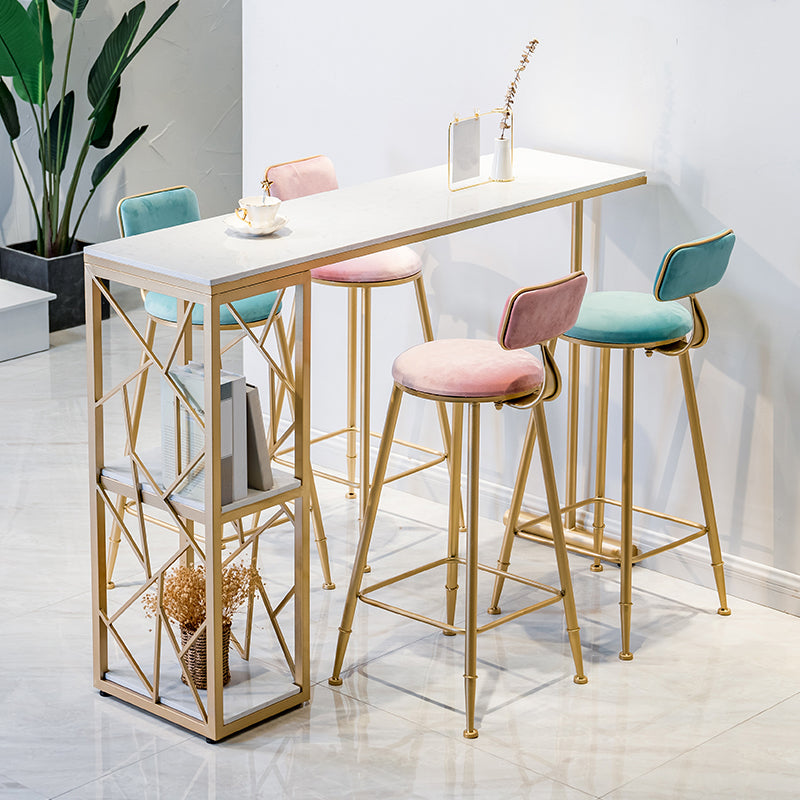 Modern Stone Double Pedestal Cocktail Bar Table Rectangle Storage Bistro Bar Desk