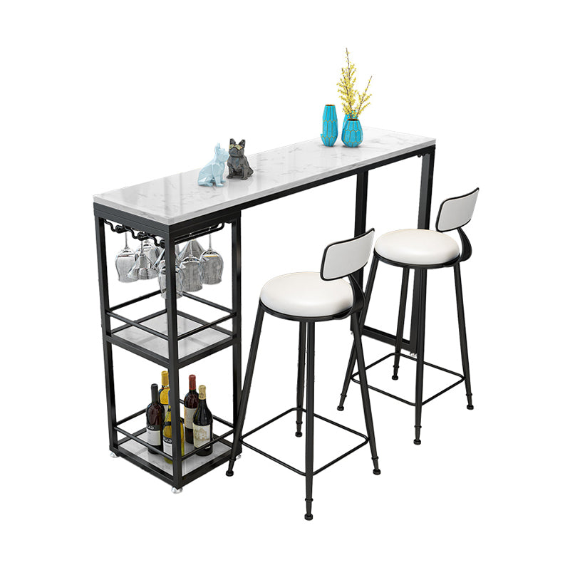 Mesa de altura de barra de doble pedestal de pub rectangular de mármol Mesa de altura de barra de doble pedestal, solo mesa