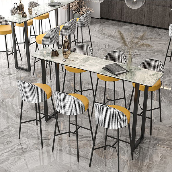 Sled Rectangle Stone Bar Stool Table Modern Indoor Fixed Table Patio Bar Table