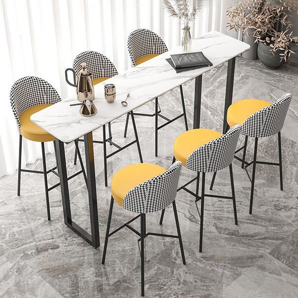 Sled Rectangle Stone Bar Stool Table Modern Indoor Fixed Table Patio Bar Table