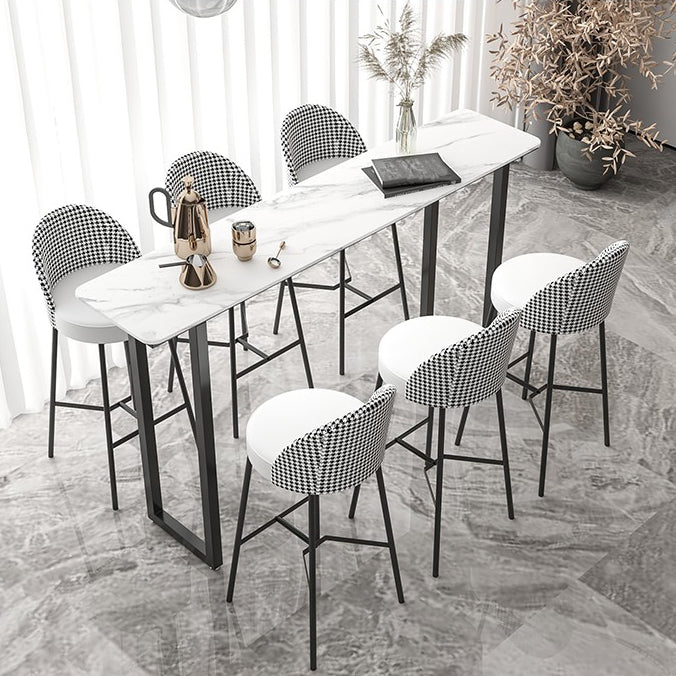 Sled Rectangle Stone Bar Stool Table Modern Indoor Fixed Table Patio Bar Table