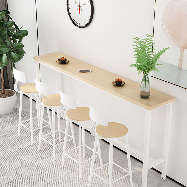 Modern Natural Bistro Bar Height Cocktail Table Rectangle Trestle Bistro Table