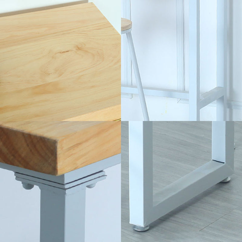 Modern Rectangle Bar Table Wood Bar Height Table with Iron Base in White, Only Table