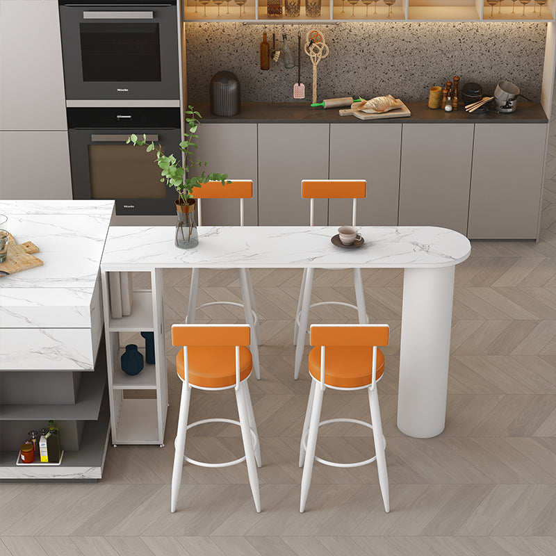 Contemporary Bar Dining Table with Shelves Indoor Bar Height Table Iron Base