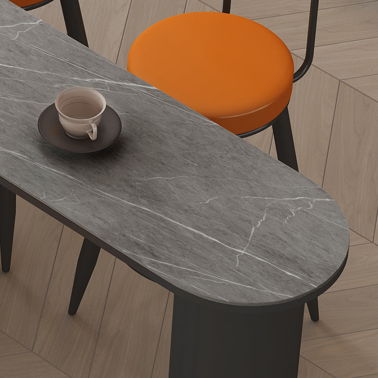 Contemporary Bar Dining Table with Shelves Indoor Bar Height Table Iron Base