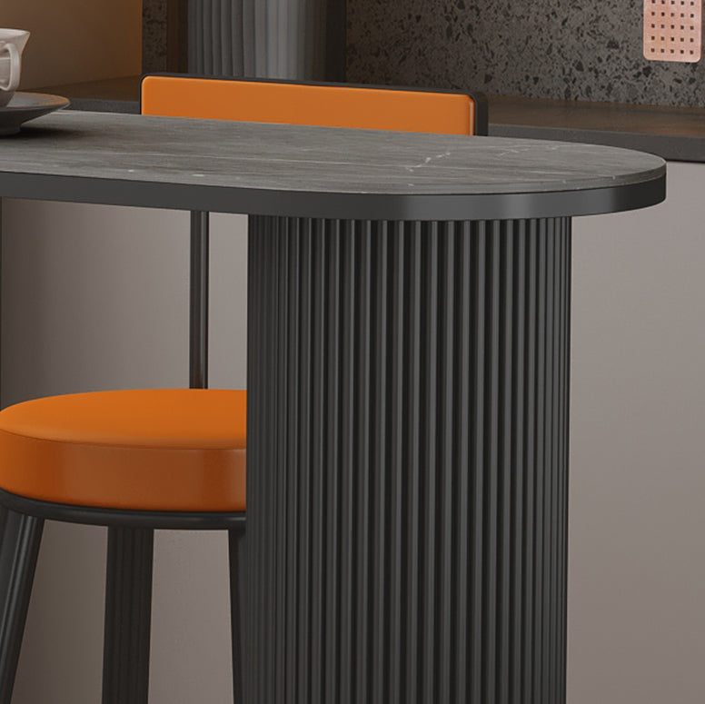 Contemporary Bar Dining Table with Shelves Indoor Bar Height Table Iron Base