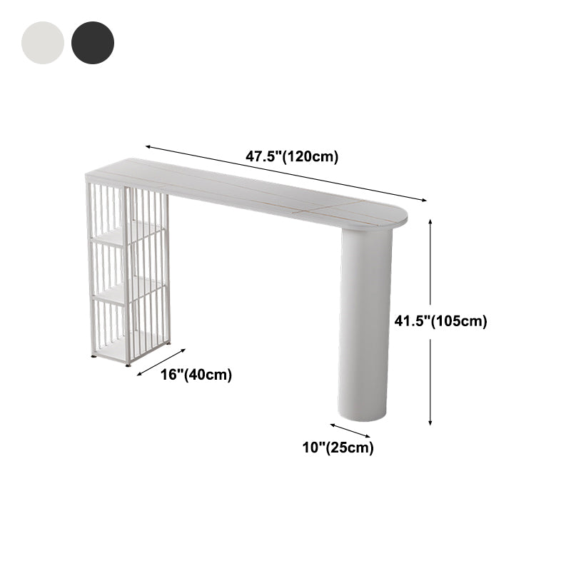 Contemporary Bar Dining Table with Shelves Indoor Bar Height Table Iron Base