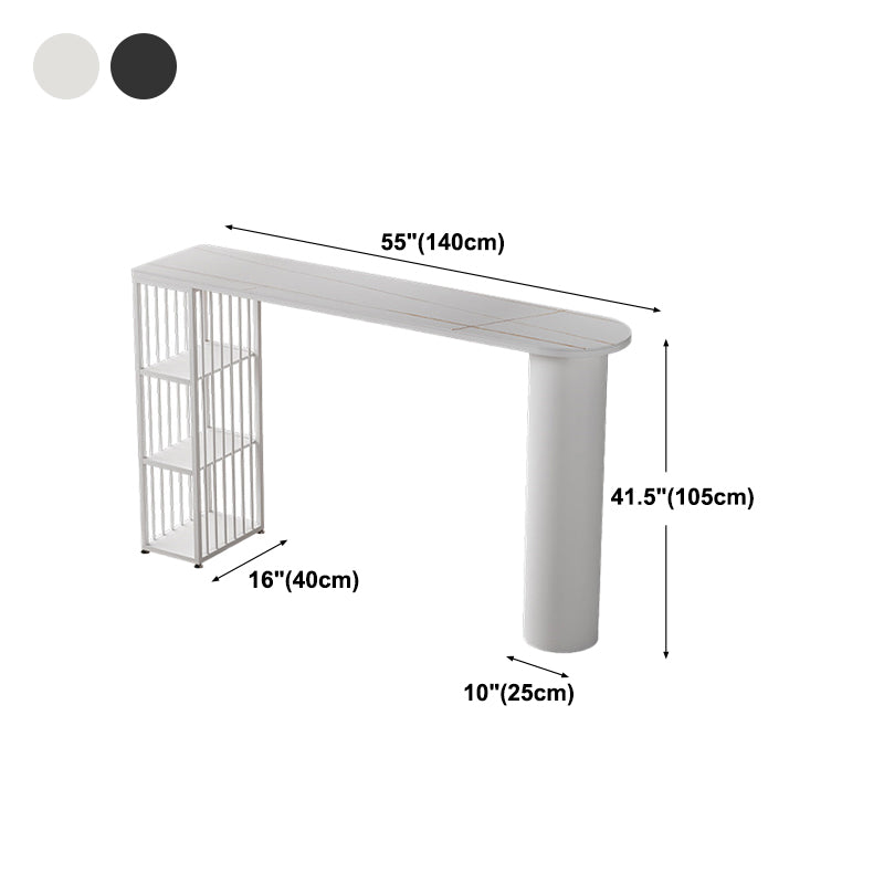 Contemporary Bar Dining Table with Shelves Indoor Bar Height Table Iron Base