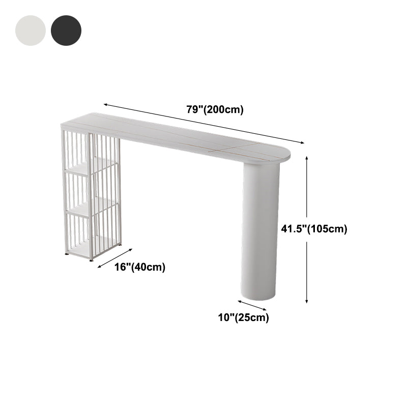 Contemporary Bar Dining Table with Shelves Indoor Bar Height Table Iron Base