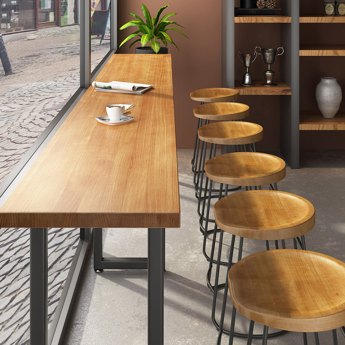 Modern Rectangle Bar Dining Table Wood Bar Height Cocktail Table 42-Inch Top