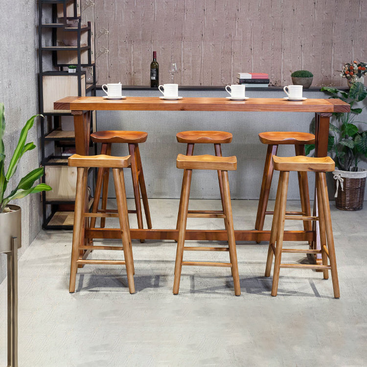 Modern Rectangle Bar Dining Table Wood Trestle Bar Height Cocktail Table 42-Inch Top