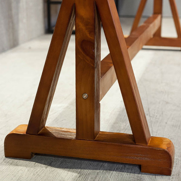 Modern Rectangle Bar Dining Table Wood Trestle Bar Height Cocktail Table 42-Inch Top