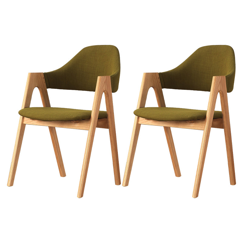 Sillas de comedor modernas Sillón tapizado con patas de madera (juego de 2)