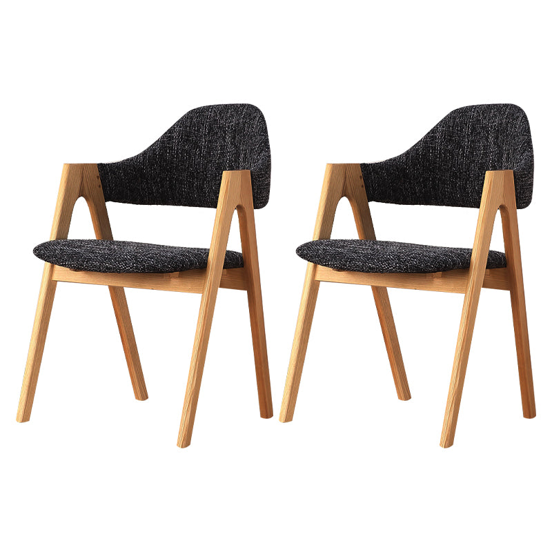 Sillas de comedor modernas Sillón tapizado con patas de madera (juego de 2)