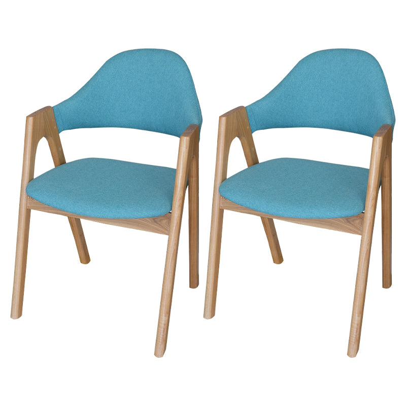 Sillas de comedor modernas Sillón tapizado con patas de madera (juego de 2)