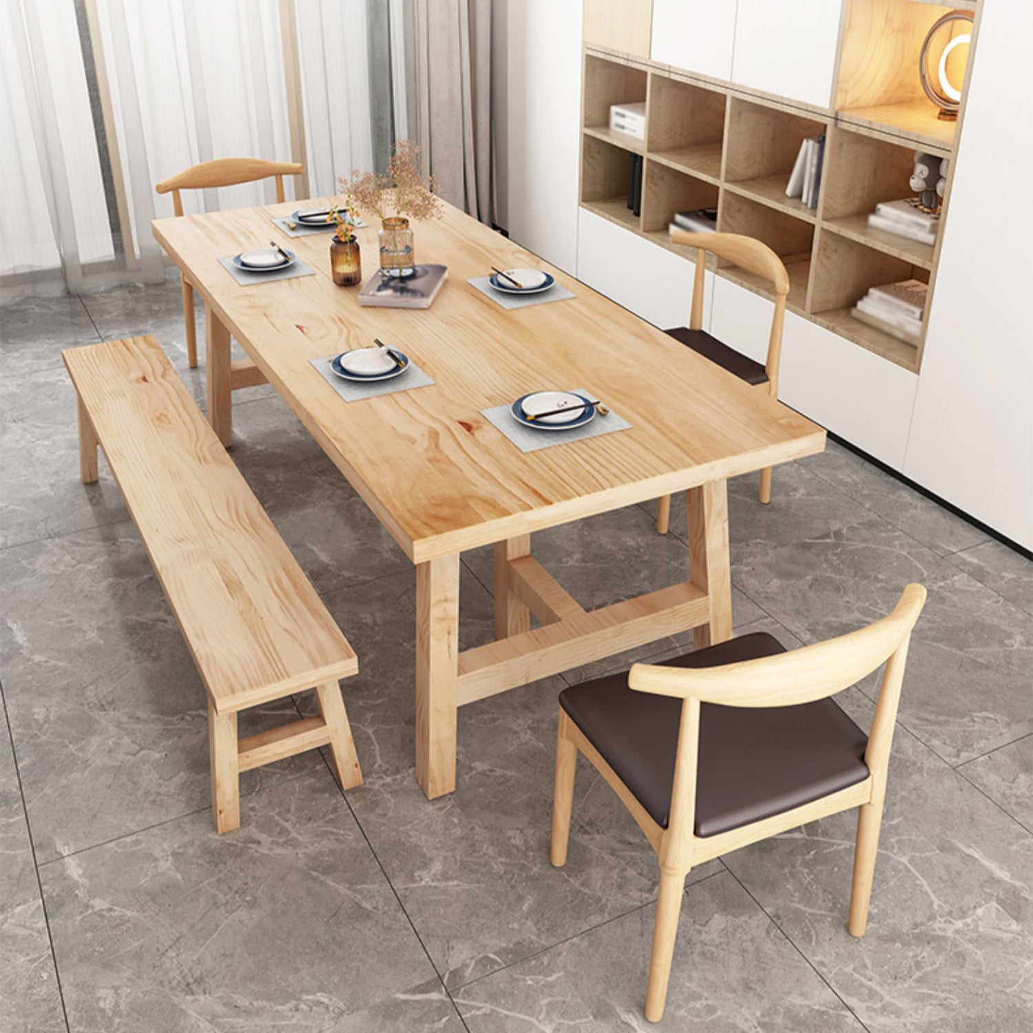 Modern 1/2/4/6 Pieces Dining Set Solid Wood Dining Furniture Set /Separate Items