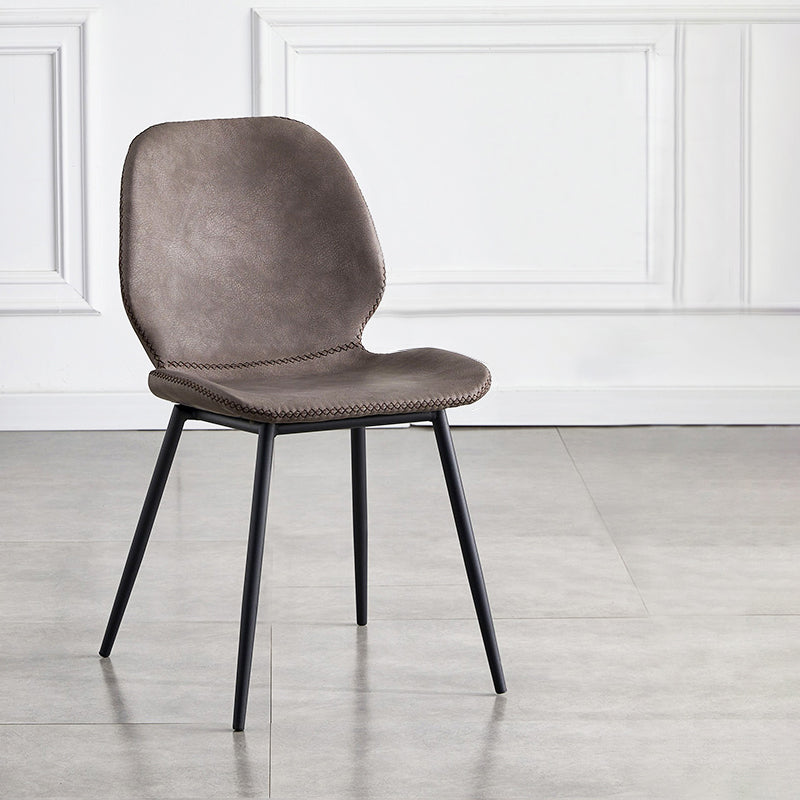 Sillas de comedor de cuero sin brazos con respaldo sólido de diseño industrial para cocina