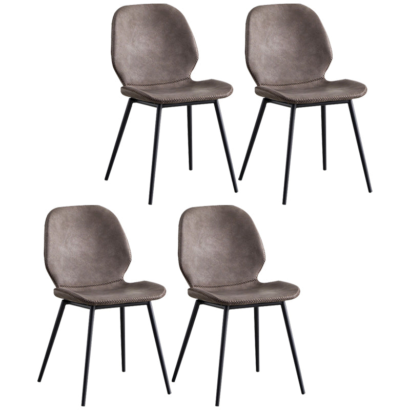 Sillas de comedor de cuero sin brazos con respaldo sólido de diseño industrial para cocina