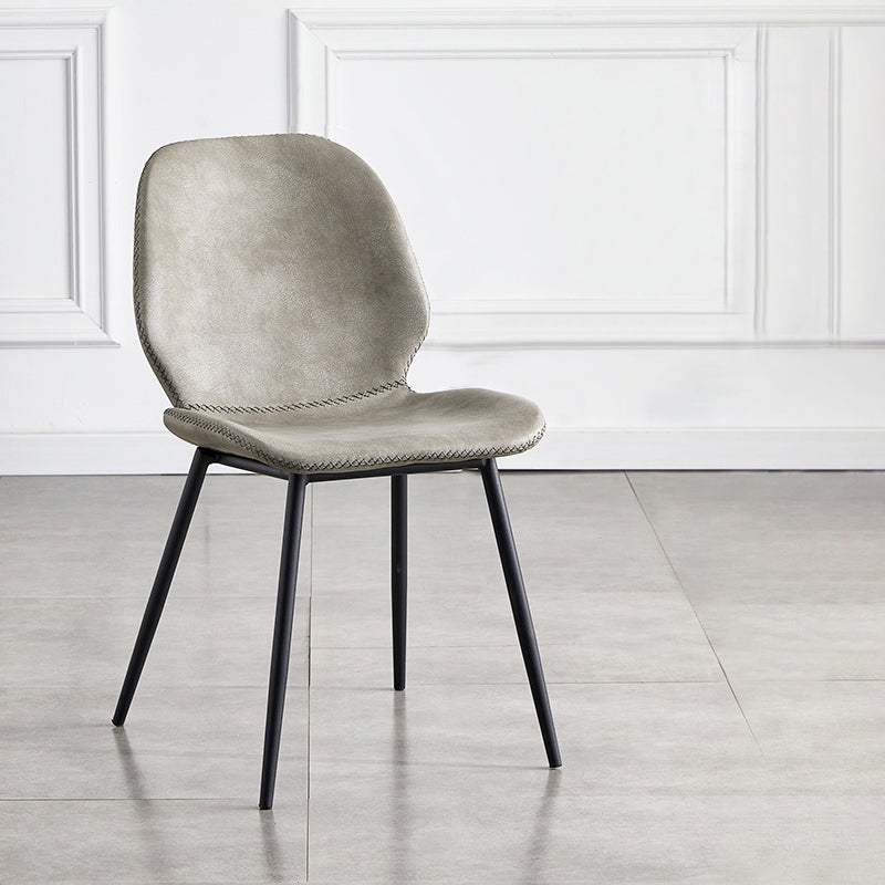 Sillas de comedor de cuero sin brazos con respaldo sólido de diseño industrial para cocina