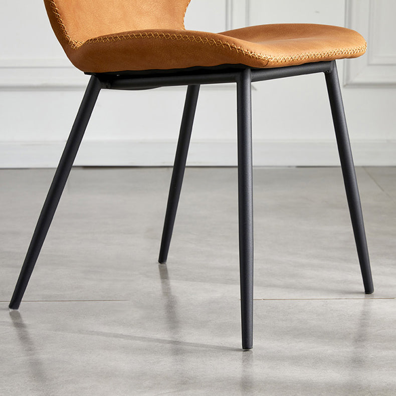 Sillas de comedor de cuero sin brazos con respaldo sólido de diseño industrial para cocina