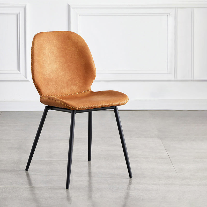 Sillas de comedor de cuero sin brazos con respaldo sólido de diseño industrial para cocina