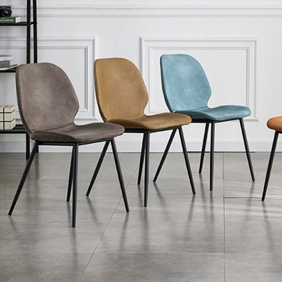 Sillas de comedor de cuero sin brazos con respaldo sólido de diseño industrial para cocina