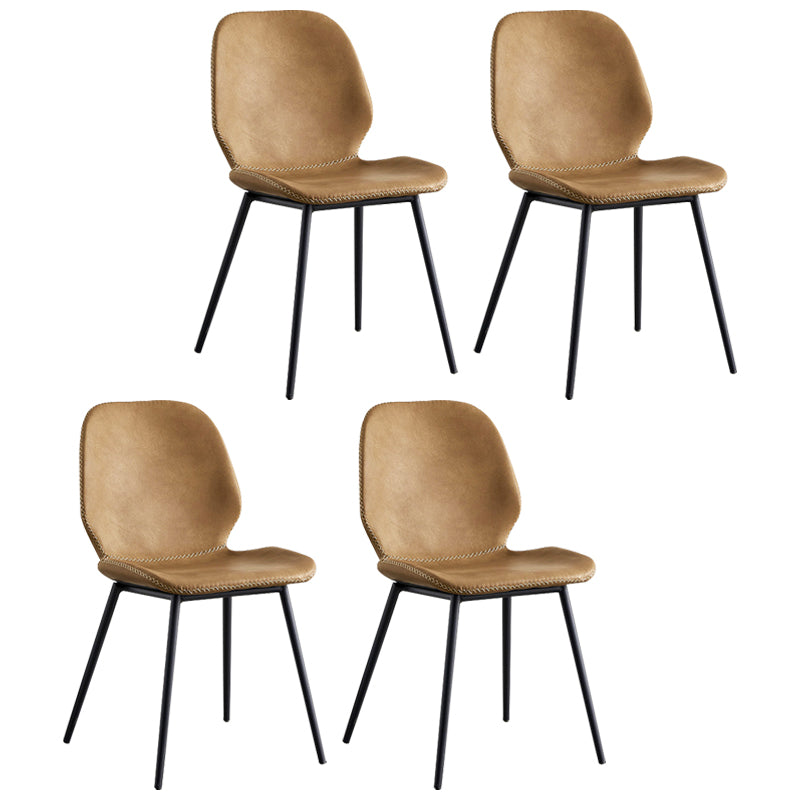 Sillas de comedor de cuero sin brazos con respaldo sólido de diseño industrial para cocina