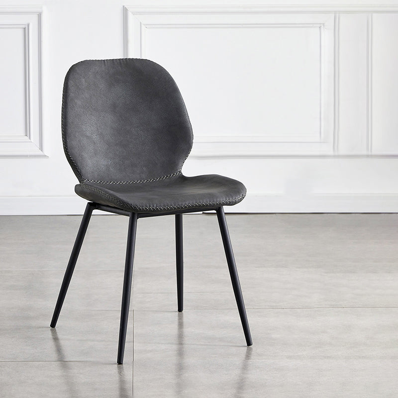 Sillas de comedor de cuero sin brazos con respaldo sólido de diseño industrial para cocina