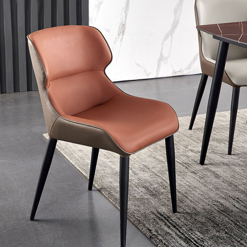 Silla lateral de cuero contemporánea para restaurante, acabado mate, silla de comedor con respaldo