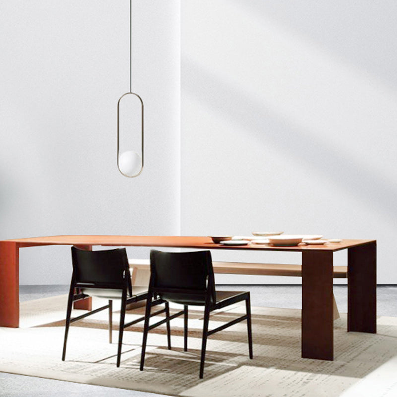 Silla de comedor marrón de cuero de silla lateral con respaldo sólido de restaurante de estilo diseñador