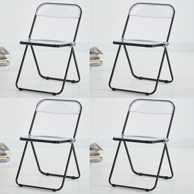 Silla de comedor moderna de metal, silla lateral plegable interior con respaldo abierto