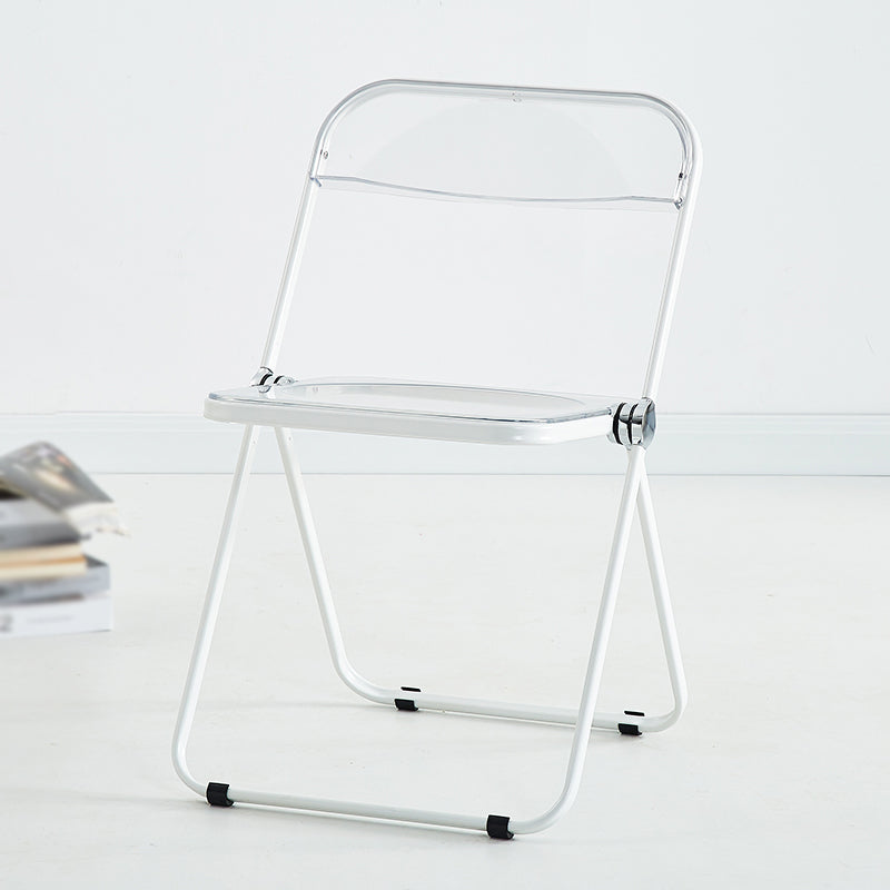 Silla de comedor moderna de metal, silla lateral plegable interior con respaldo abierto