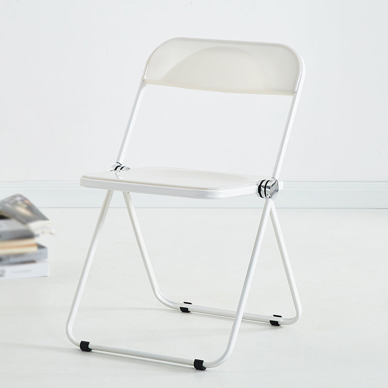Silla de comedor moderna de metal, silla lateral plegable interior con respaldo abierto