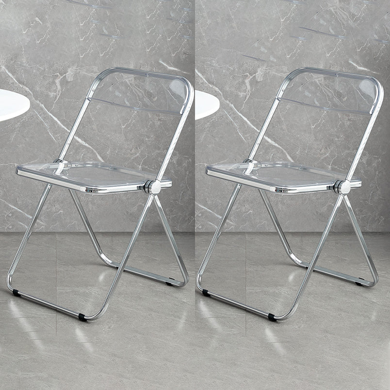 Silla de comedor moderna de metal, silla lateral plegable interior con respaldo abierto