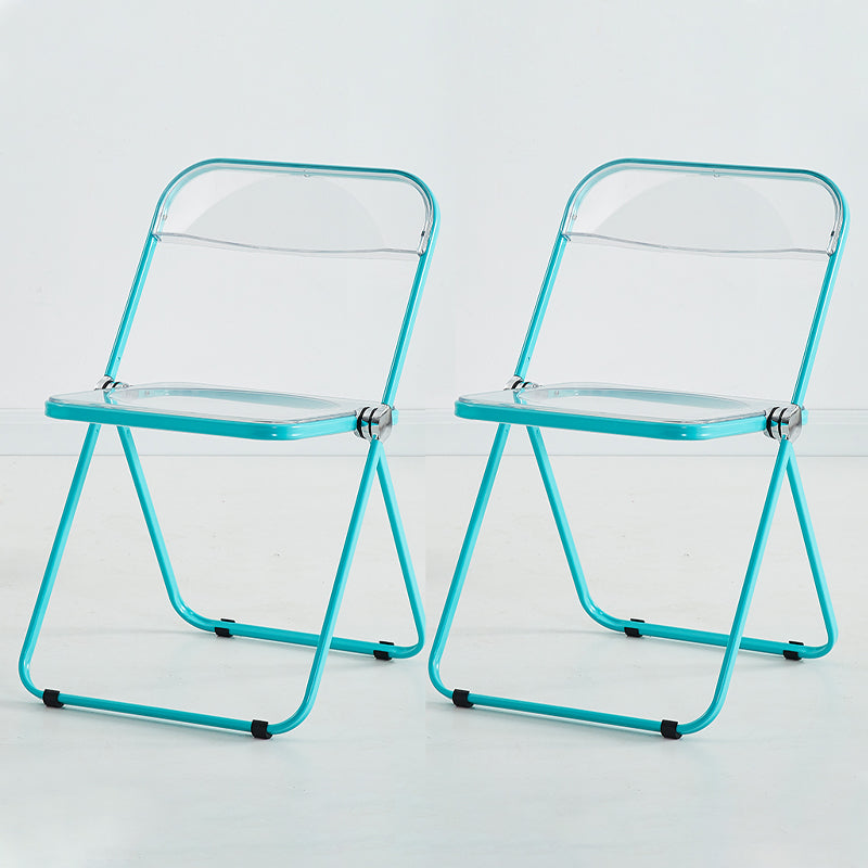 Silla de comedor moderna de metal, silla lateral plegable interior con respaldo abierto