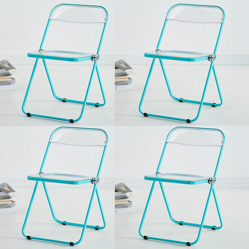 Silla de comedor moderna de metal, silla lateral plegable interior con respaldo abierto