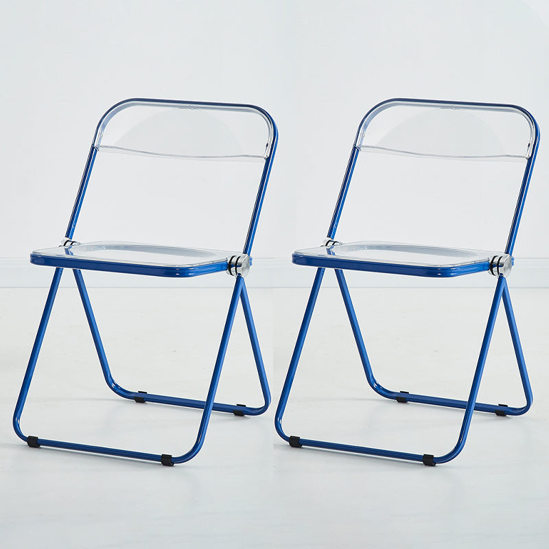 Silla de comedor moderna de metal, silla lateral plegable interior con respaldo abierto