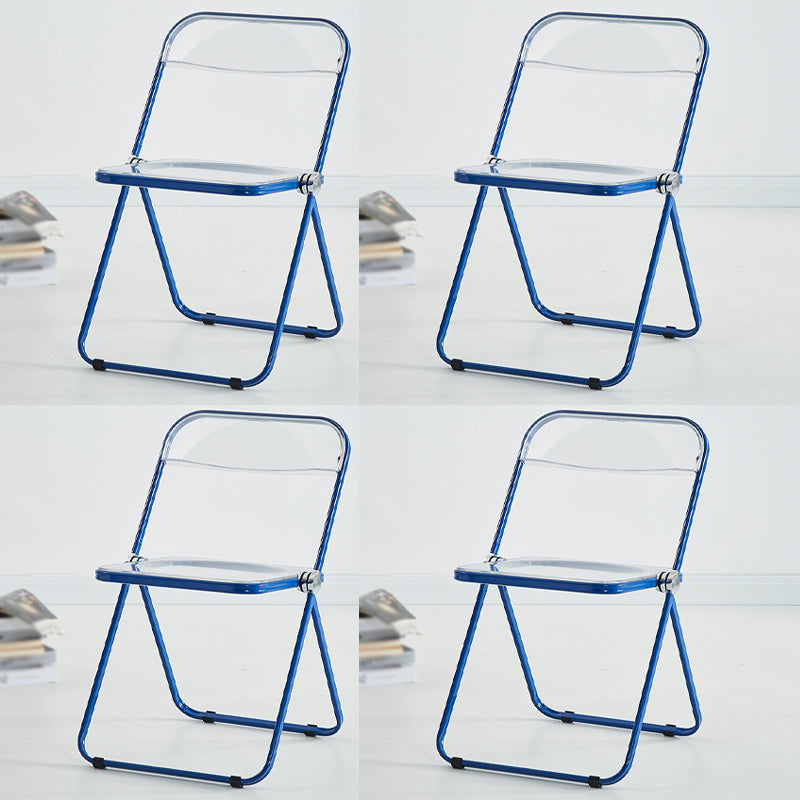 Silla de comedor moderna de metal, silla lateral plegable interior con respaldo abierto