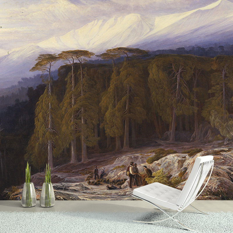 Forest Scene Illustration Painting Mural Decorative Eco-friendly for Living Room