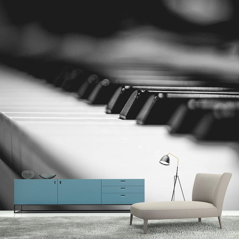 Piano Key Horizontal Photography Mural Decorative Eco-friendly for Bedroom