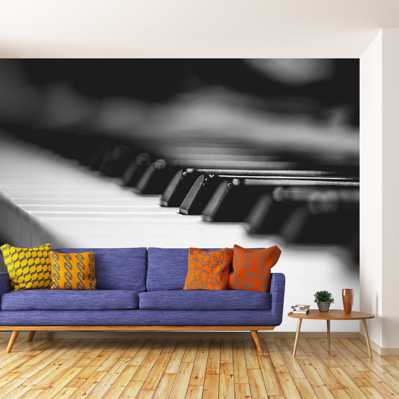 Piano Key Horizontal Photography Mural Decorative Eco-friendly for Bedroom