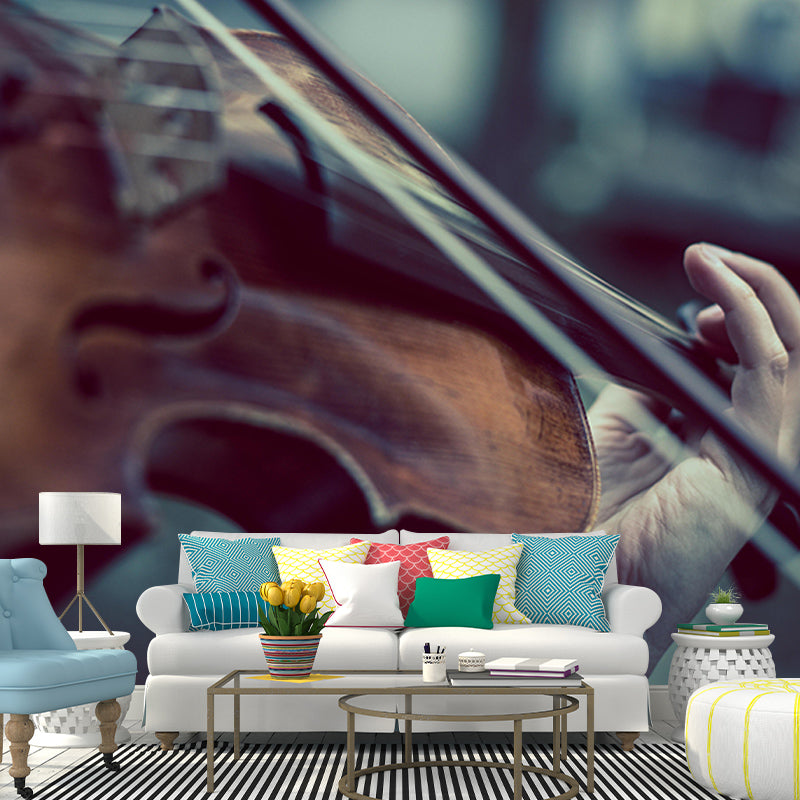 Guitar Violin Horizontal Photography Mural Decorative Eco-friendly for Dancing Room